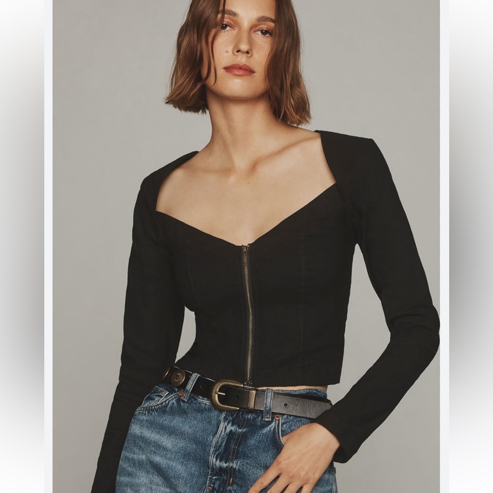 Anthropologie Maeve Zip-Front Long-Sleeve Blouse
Size L